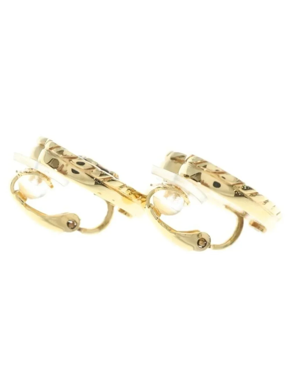Chanel CC Logo Heart Earrings Gold Blue